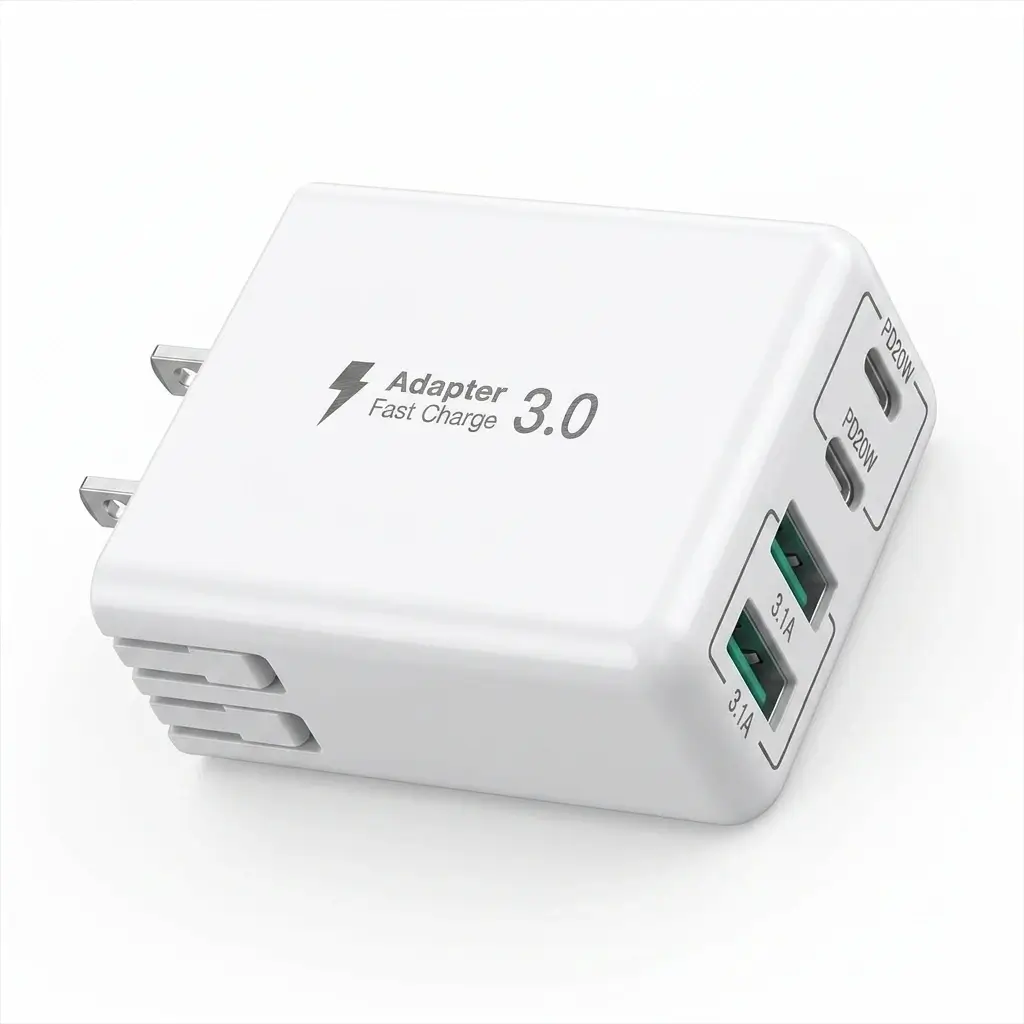 SCCVEE 40W 4-Port USB C Wall Charger Block with dual USB-C PD and dual USB-A QC3.0