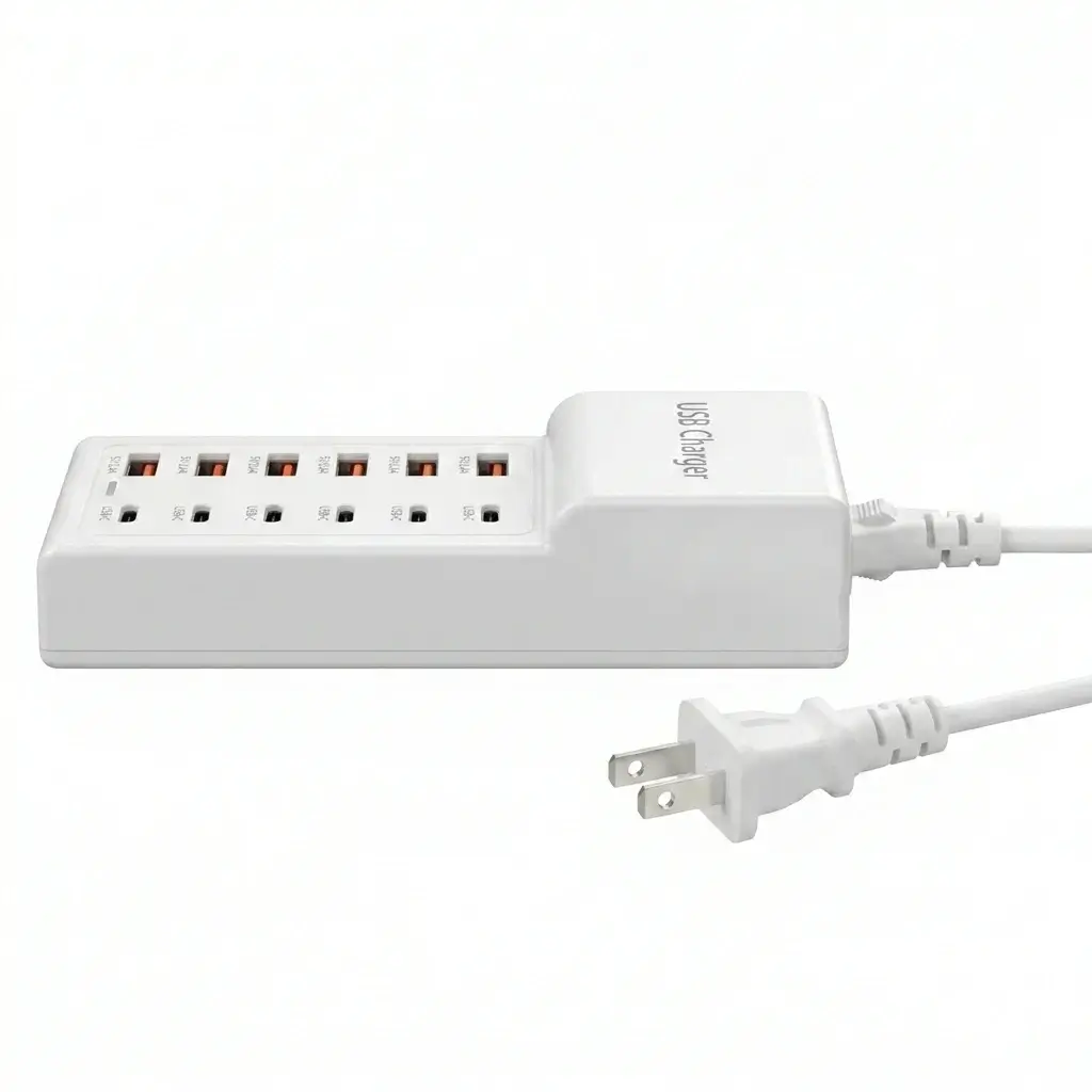 SCCVEE 50W 12-Port USB Charging Station strip with 6 USB-C and 6 USB-A ports